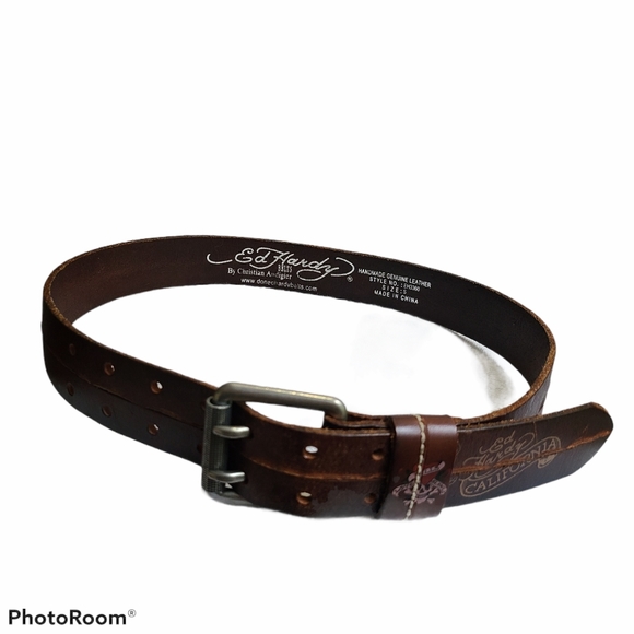 - RARE Ed Hardy Love Kills Slowly Leather Belt - Picture 2 of 12